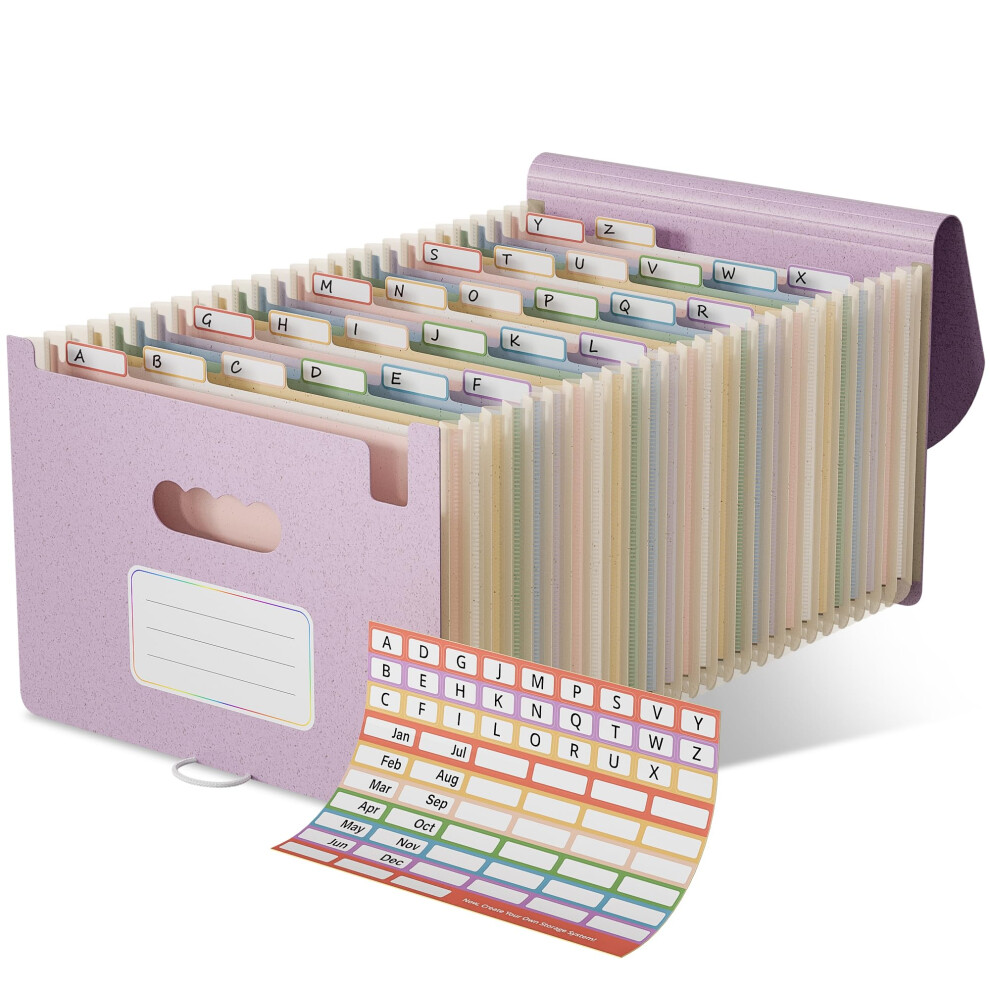 Ecostash Accordion File Organiser, 26 Pockets Wheat Straw Expanding File Folders, Monthly Filling Document Organiser, Bpa Free, Return To Nature, 5051303186132