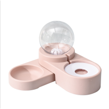(Pink) Pet Cats and Dogs Water Feeder Ball Double Bowl Automatic Drinking Fountain