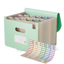 EcoStash Accordion File Organiser, 12 Pockets Wheat Straw Expanding File Folders, Monthly Filling Document Organiser, BPA Free, Return to Nature,