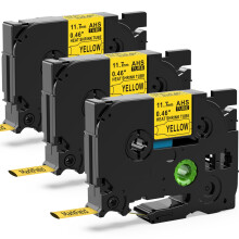MarkField Heat Shrink Tube Label Print Tape Compatible with Brother P Touch HSe-631 HSe631 11.7mm Cassette Label Tape Black on Yellow for PT-E100 E110