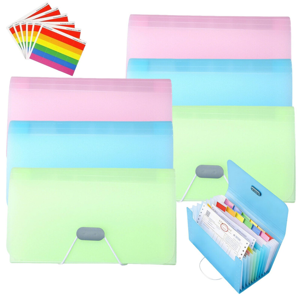 6 Pack Accordion Document Organizer, 13 Pockets Portable Accordion Folder With Colored Tags For Receipts Bills Checks Vouchers 5051303185449