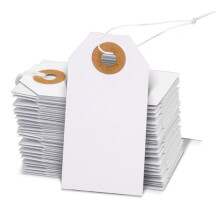 100Pcs Price Tags with String - Blank Paper Hang Cards with Reinforced Tear-Resistant Hole, Durable for Luggage, Clothing, Gifts, Jewelry Display for