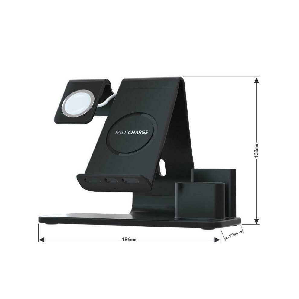 (Black) 3 In 1 Wireless 10W Fast Charge Charging Station Dock Mount Brush Holder For Samsung Iphone Black 110691425157