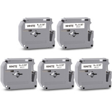 5 Pack Compatible with Brother MK221 M-K221 MK221SBZ P-Touch Label Tape 9 mm 3/8 Black on White Cassettes for PT-M95 PT-90 PT-65 PT-80 PT-90 PT-55