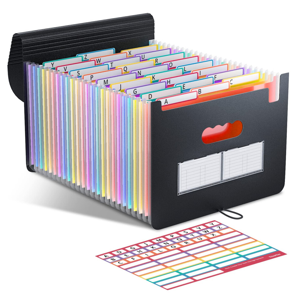 Thinktex Accordion? File Organiser, 26 Pockets Expanding File Folders, Monthly Bill Receipt Documents Organiser, Colorful Tabs, Letter/A4 Size 5051303186583