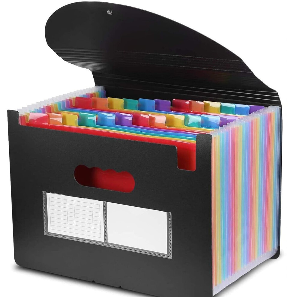 File Organisers, Supmaker 24 Pockets Expanding File Folder, A4 Size Accordion Folder Expandable File Organiser With Lid, Rainbow Document Organiser 5051303187009