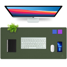 K KNODEL Desk Mat, Blotter, Dual-Sided Office Desk Pad, Waterproof Desk Mat for Desktop, Desk Blotters, PVC Leather Pad Protector (60x35cm, Dark
