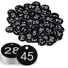 Plastic Table Number Tags 1-200 Engraved Waterproof with Key Rings, Durable Small ID Discs for Restaurants Cafes Bars Hotels Cloakroom Events Party