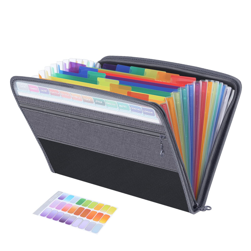 Fun File Organiser,13 Pockets Folder Document Organiser Box Files And Folders For Paperwork A4,Rainbow Expanding Concertina Filing Folder,Plastic 5051303186989
