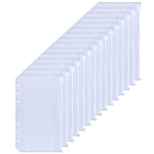 HAUTOCO 15Pcs A6 Zipper Budget Binder Pockets, 6-Hole Plastic Binder Zipper Folders, Loose Leaf Bags for A6 Budget Binder Cash Envelopes Documents
