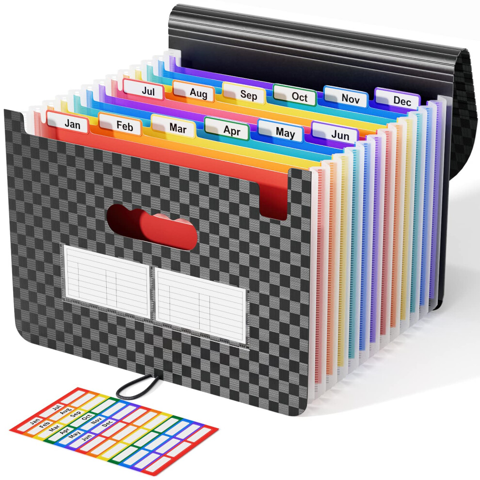 Abc Life Expanding File Organisers With Grid Pattern,13 Pockets Filling Boxes Document Organiser, Accordion A4 Desk Folders Expandable, Portable Files 5051303186873