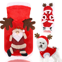 (Old Man, L) Winter Christmas Dog Clothes Coat Santa Deer Costume Pet Puppy Decoration