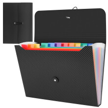 Uquelic 13 Pocket Expanding File Folder with Labels, Rainbow Twill A4 Paper Bill Receipt Paperwork Organiser Storage, Plastic Portable Accordion