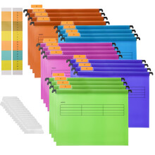 Hiziwimi 20PC PP Filing Cabinet A4 Suspension Files Hanging Folders with Tabs and Inserts, Filing Cabinet Haning File for Office School Desktop File