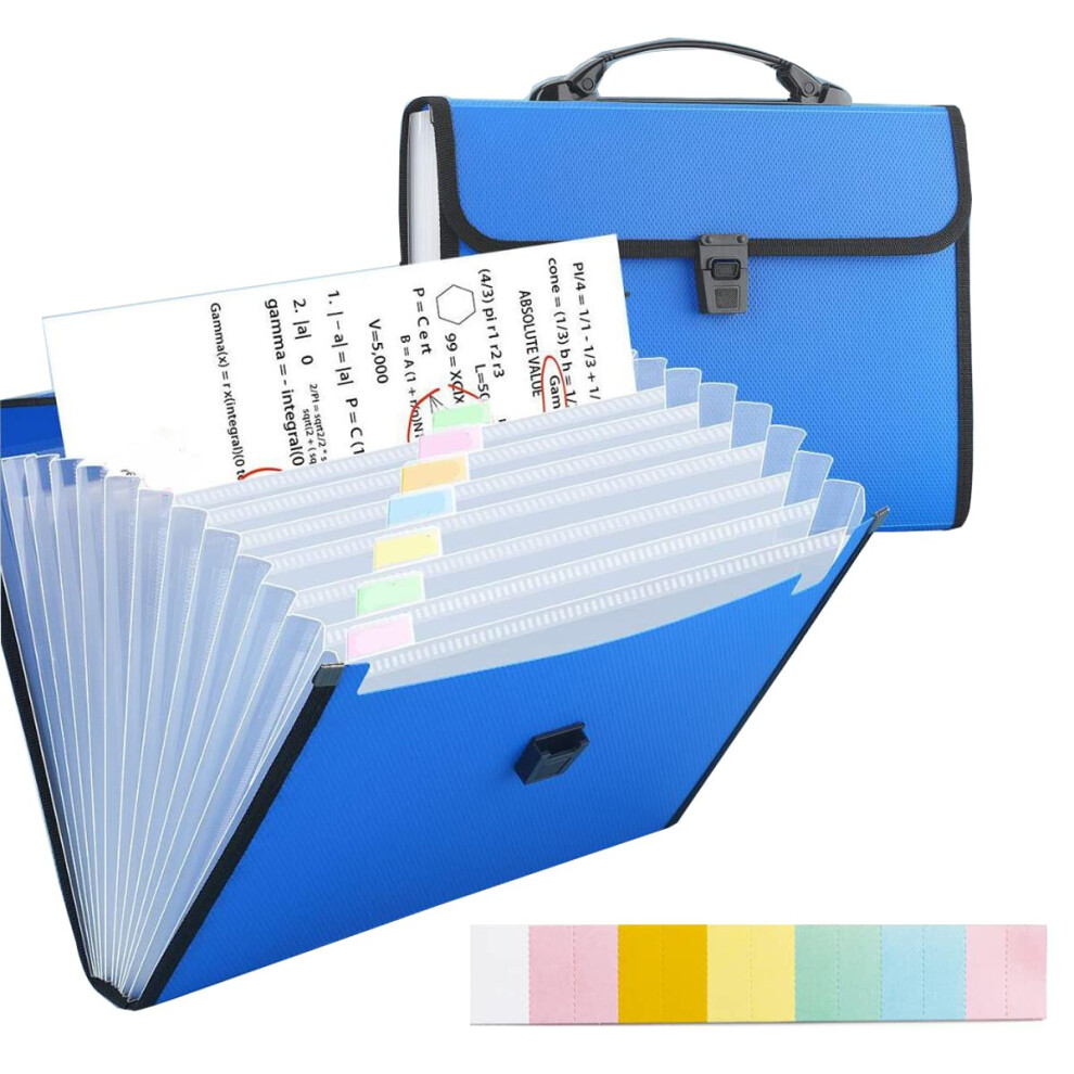 13 Pockets Expanding File Folder Organiser With Handle, Tranbo Accordion File Organiser, Plastic Document Wallet For Paperwork A4, Portable Filing Box 5051303187047