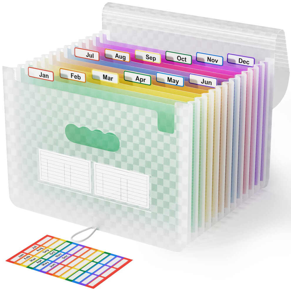 Abc Life A4 Expanding File Organiser With Grid Pattern,13 Pockets Expandable Filling Boxes Documents Organiser,Accordion A4 Desk Folders,Portable 5051303177321