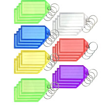12/24/48/96 Pack Key Tags with Labels, Key Rings with Tags, Plastic Key Labels, 6 Colours - Ideal for Luggage, ID, Name, Label - for Home, Office, and