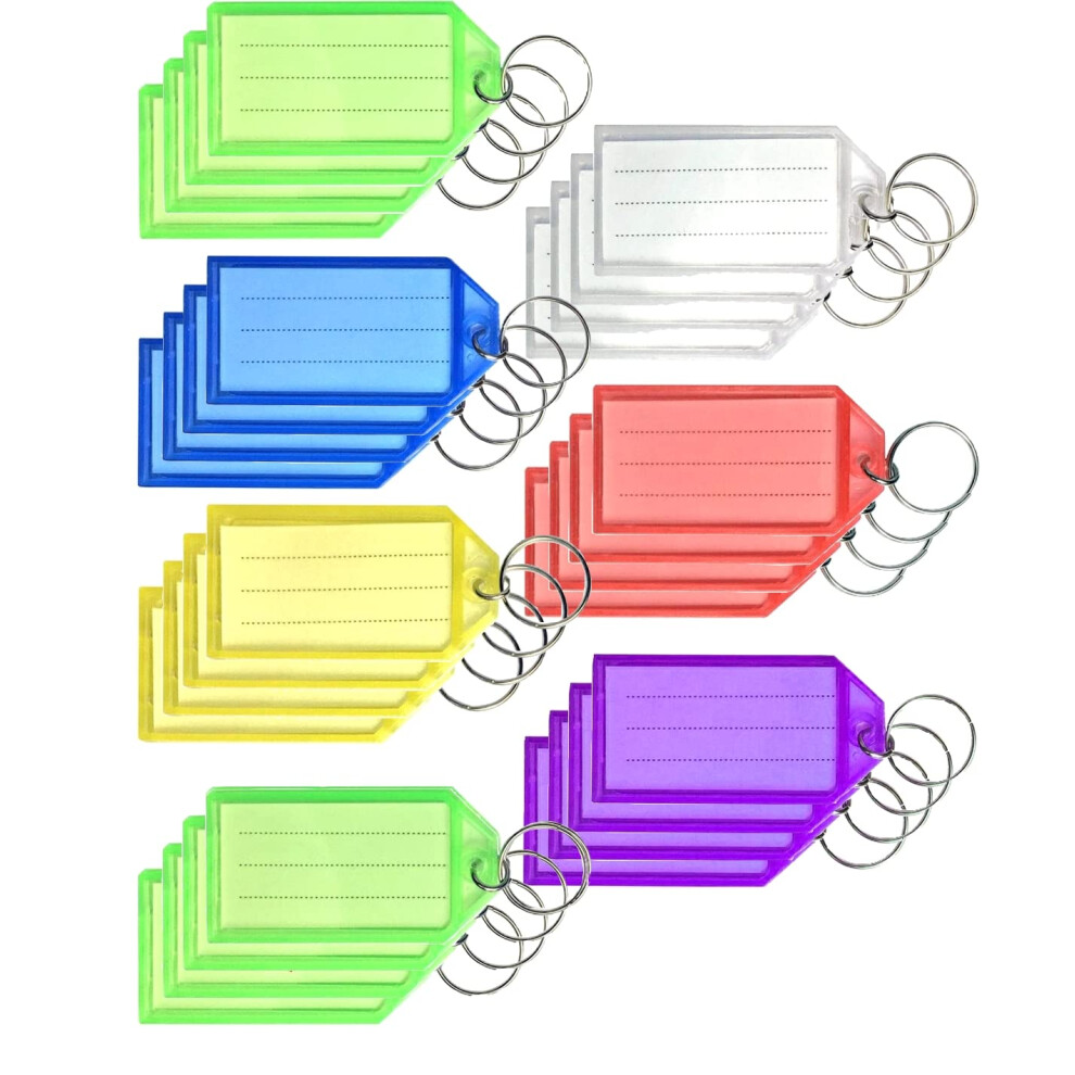 12/24/48/96 Pack Key Tags With Labels, Key Rings With Tags, Plastic Key Labels, 6 Colours - Ideal For Luggage, Id, Name, Label - For Home, Office, And 5051303171688