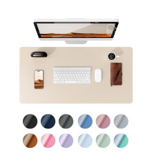 YSAGi Leather Desk Mat, Large Mouse Mat, Non-Slip Desk Pad, Waterproof Leather Table Protector Writing Pad for Office and Home (90 x 43 cm, Beige)