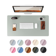 YSAGi Leather Desk Mat, Large Mouse Mat, Non-Slip Desk Pad, Waterproof Leather Table Protector Writing Pad for Office and Home (60 x 35 cm, Grayish