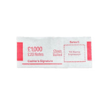 Money Bands Currency Straps For GBP UK notes (Red (?20 notes), 500 pack)