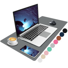 Niviy Leather Desk Pad, Non-Slip PU Desk Mat, Large Desk Protector Pad Grey Desk Accessories, Waterproof Desk Writing Mat Mouse Pad for Home and