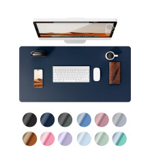 YSAGi Leather Desk Mat, Large Mouse Mat, Non-Slip Desk Pad, Waterproof Leather Table Protector Writing Pad for Office and Home (90 x 43 cm, Dark Blue)