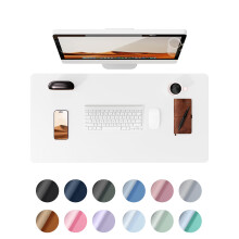 YSAGi Leather Desk Mat, Large Mouse Mat, Non-Slip Desk Pad, Waterproof Leather Table Protector Writing Pad for Office and Home (60 x 35 cm, White)
