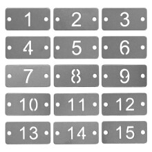 Rectangle Metal Hollowed Numbered Tags Stainless Steel Number Key Tags with Two Holes (1-25)