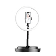 (black) Mobile Phone Live Video Fill Light LED Ring-Shaped Lamp With Bracket Foldable