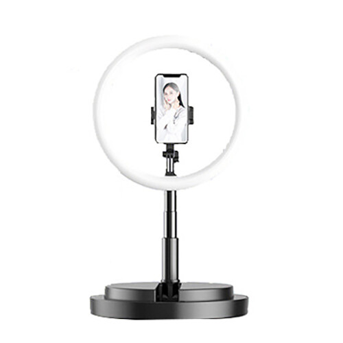 (black) Mobile Phone Live Video Fill Light LED Ring-Shaped Lamp With Bracket Foldable