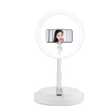 (white) Mobile Phone Live Video Fill Light LED Ring-Shaped Lamp With Bracket Foldable