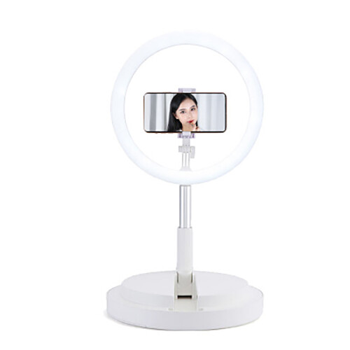 (white) Mobile Phone Live Video Fill Light LED Ring-Shaped Lamp With Bracket Foldable