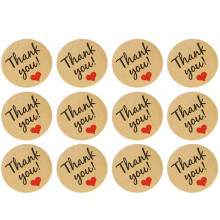 Vintage "Merci" Coeur rond papier Sceau autocollant Pour produits faits a la main produits de boulangerie autocollant d'etancheite lable