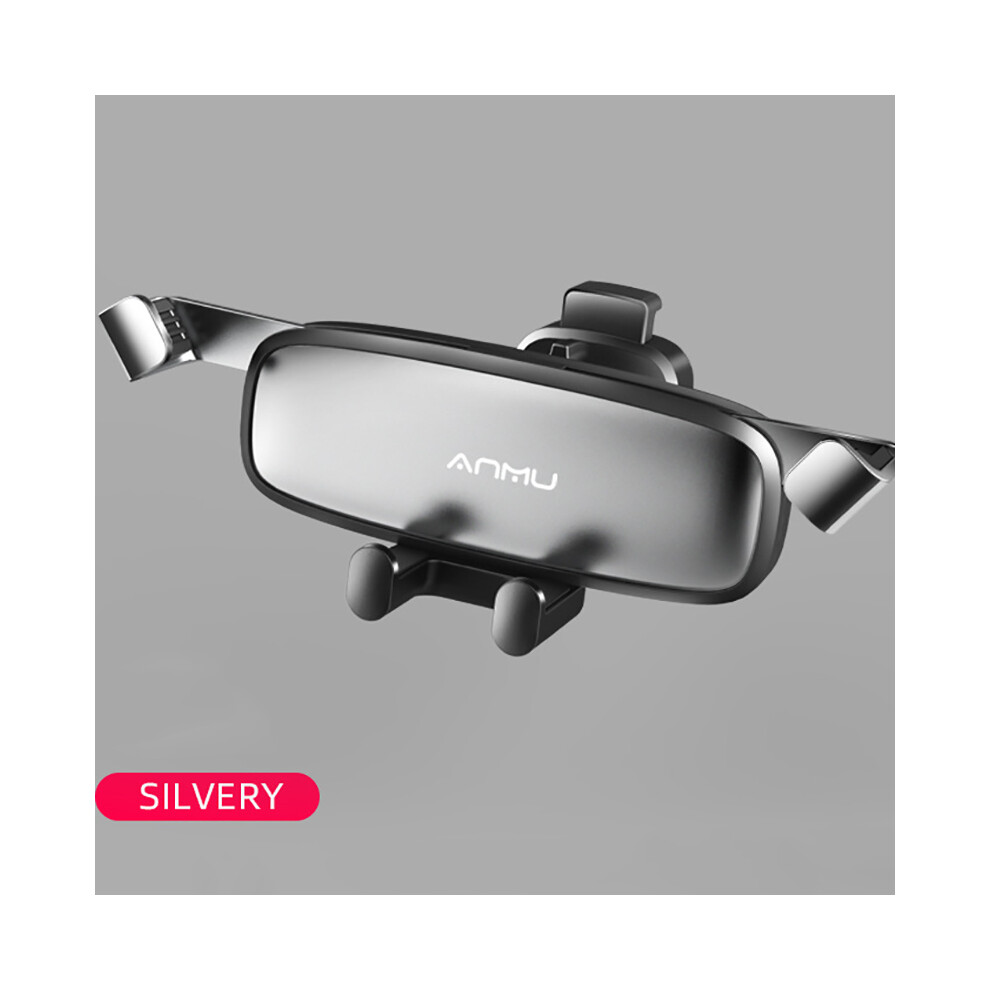 (Silver) Multifunction Mobile Phone Holder Stand Car Outlet Invisible Gravity Bracket Silver 123643894345