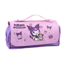 Kuromi Pencil Case, Purple Pencil Case for Girls, Large Capacity with Compartments for Students, Kids for School & Office Supplies