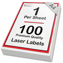 [100 Labels] Self Adhesive White Sticky Printer Labels for A4 Printer 1 per Sheet | Sticky 1 per A4 Sheet Address Labels | Laser Printer Labels 1 per