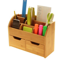 Woodquail Bamboo Wall Mounted Letter Holder Key Rack (or Desk Stationery Organiser)