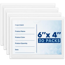 Mifflin - Index Card Holder - 10 x 15.2cm (4x6), 30 Pack - Clear Self-Adhesive Card Pockets - Label Holders for Organising Storage Bins & Containers -