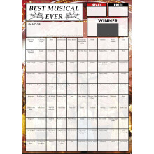 Totally Bonkers - Musicals (100) Fundraising Scratch Cards - 100 Square - A4 (297x210mm) - 5 Pack - TB0077 - Blind Cards