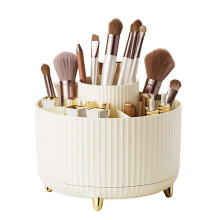 Pen Holder Desk Organizer, 360 Degree Rotating with Five Compartments, Desk Stationery Supplies Makeup Brushes Storage Rack, Office, School & Home Pen