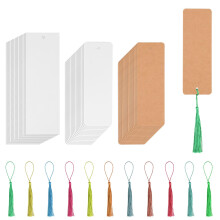 60 Pcs Blank Bookmarks Set, Make Your Own Bookmarks, White & Flax Yellow Paper Bookmark Making Kit, Book Page Markers for Book Lovers Reading DIY