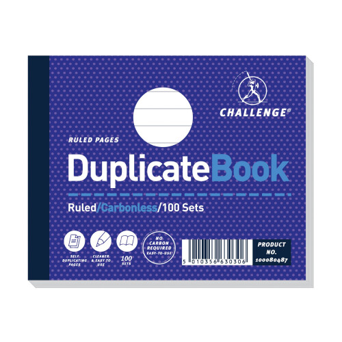 Challenge Challenge Duplicate Book, Carbonless, 100 Pages, 5 pack (105 x 130 mm)