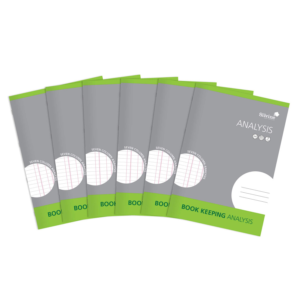Silvine A4 Book Keeping Analysis, 32 Pages Printed 'Analysis' 7 Columns - Ref Sja4a-P [Pack Of 6]