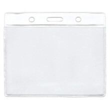 CKB Ltd 50x Conference Extra Large Horizontal Clear ID Badge Card Plastic Pocket Holder Pouchs 118mm x 110mm / Holds a Card 115mm x 95mm