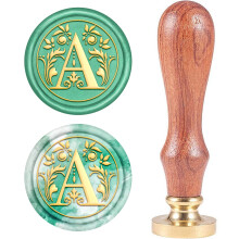 CRASPIRE Retro Alphabet Initials Wax Sealing Stamp Classic Vintage 26 Letters A-Z 25mm Removable Brass Head Wood Handle for Envelope Invitation
