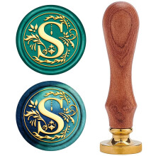 CRASPIRE Retro Alphabet Initials Wax Sealing Stamp Classic Vintage 26 Letters A-Z 25mm Removable Brass Head Wood Handle for Envelope Invitation