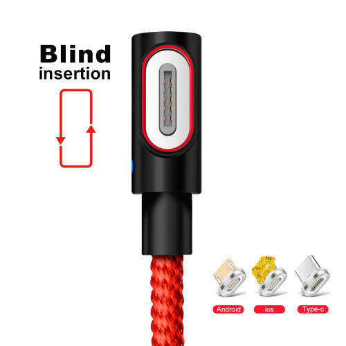 (type C) 1M Elbow Game Data Cable Magnetic Type C Micro USB 8-PIN for iPhone Samsung Huawei