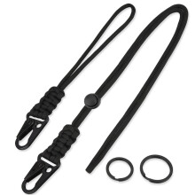 HONZUEN Paracord Lanyard - 2PCS Phone Lanyard, Adjustable Black Key Necklace with HK Clip, ID Card Holder for Office, Whistle Strap for Outdoor