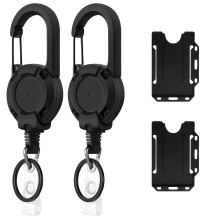 2 Pack Heavy Duty Retractable Keychain, Retractable Lanyard Keyring Badge Reel with 25? Thick Steel Cord(Holds 8 Ounces) and 2 Pack Id Badge Holder